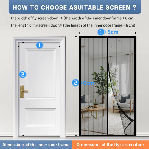 HOWIN Fly Screens for Doors, Magnetic Fly Screen Curtain 75x200cm, Black 1