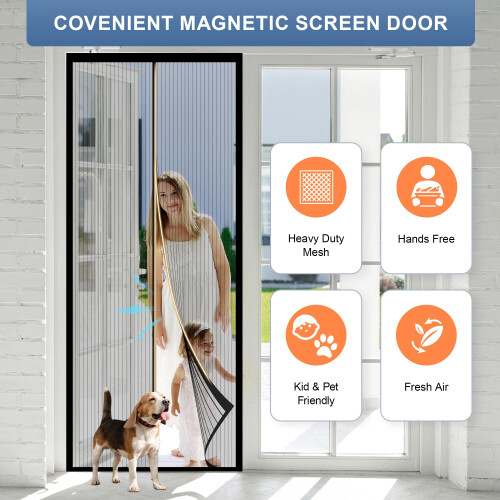 HOWIN Fly Screens for Doors, Magnetic Fly Screen Curtain 75x200cm, Black 2