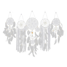 (White) Böhmische Traumfänger mit Mond und Sternen, 5er-Set, aus Eisen, 25/37/4 cm, legendäre Wohndekoration