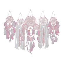 (Pink) Drømmefanger Bohemsk Måne & Stjerner Veggdekorasjon Sett med 5 Jern 25/37/4cm Legendarisk Hjemmedekor