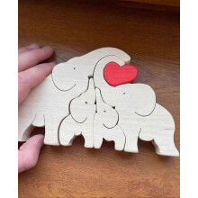 (Five Elephants) Mother's Day DIY Wooden Puzzle Elephant Mom & Baby Set Ornament