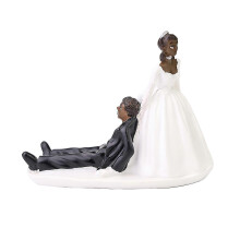 (Black Skin) Elegancka figurka z żywicy dla pary młodej, ozdoba na tort, prezent ślubny na Walentynki