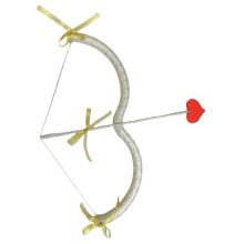 (Silver) Cupid Bow & Arrow Prop Heart-Shaped Bow Decor for Valentine's Day Photography Filming Stage Costume
