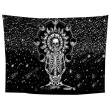(Style 8) Wandteppich mit Blumen- und Totenkopfmuster, farbenfrohes menschliches Skelett zum Aufhängen als Dekoration für Schlaf- oder Wohnzimmer.