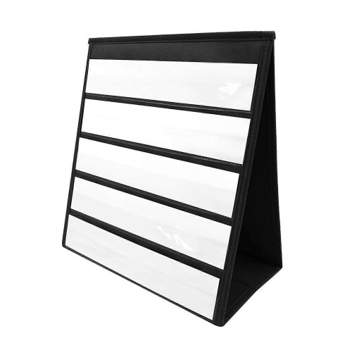 (Black, S) Black S Folding Desktop Pocket Chart Tent for Sentence Strips & Flash Cards