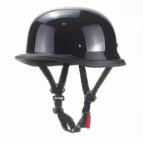 (Bright Black, M) Deutscher Vintage-Halbjet-Cruiser-Motorradhelm