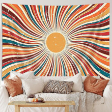 (60x40in) Vintage Boho Tapestry Abstrakt Retro 70-talls Regnbue Minimal Geometrisk Grunge Kunsttrykk Hippie Bohemsk Dekor Midt-Talls Moderne Bakteppe