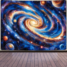 (60x40in) Galaxy Taptry Spiral Universe Planet Starry Taptri Flannel Fabric Outer Space Nebula Wall Art Hanging for Room Bedroom College Dorm GU 1298