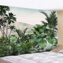 (90x60in) Tropical Forest Scenery Wall Art Tapestry Hanging Backdrop for Bedroom GT 353