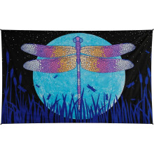 (90x60in) 3D Lysende Øyenstikker Måne Tapestry Veggdekke GU 1363