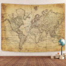 (60x40in) Kart over det gamle verden, veggteppe med gammel geografisk distribusjon, brun historisk atlas, pedagogisk klasseromsdekor GU 04