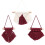 (Wine red) 3 Handmade Woven Tassel Mini Macrame Wall Hangings - Boho Wine Red Decor Set 1