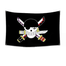 (1396140) One Piece Hodeskalleflagg veggkunst, Luffy stråhatt-mannskapsbanner, Anime-romklistremerker og billedvevmalerisett