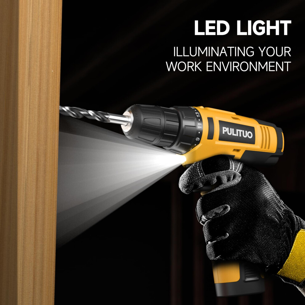 PULITUO 12V Cordless Drill ï¼Powerful Drill bit Sets with Li-Ion Battery, 21+1 To-image-OPC-PWPNTJC-NEW