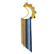 (Moon) Bohemian Handwoven Macrame Wall Hanging, Sunrise to Sunset Tapestry with Tassels, Moon Phase Bedroom Art Decor
