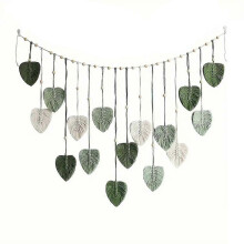 (Green) Woven Leaf Macrame Wall Hanging, Handmade Boho Tapestry Art for Bedroom Living Room Decor