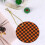 Black and orange gingham Christmas tree ornament ceramic 1 5