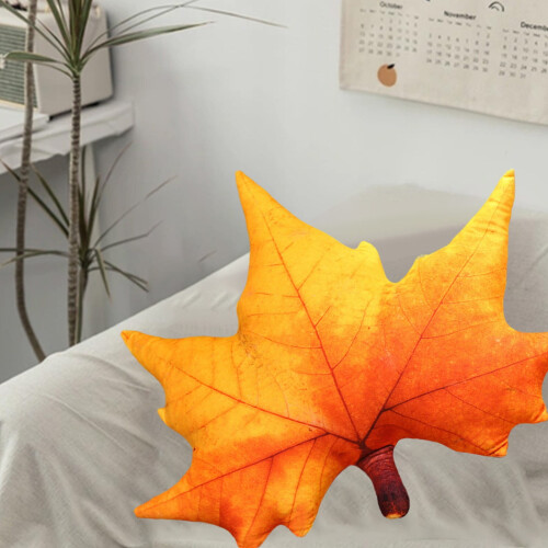 Leaf-Shaped 3D Throw Pillow 50x40cm Double-Sided Plush 1