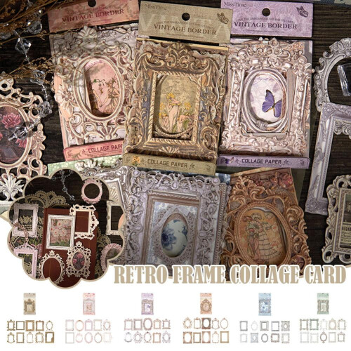 Retro picture frame hollow square round collage material 2