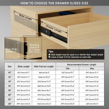 AOLISHENG Soft Close Drawer Runners Push to Open 250mm 23 Full Extensi