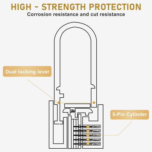 Heavy Duty Solid Brass Long Padlock Set 2 Locks with 6 Keys 40mm Width 1