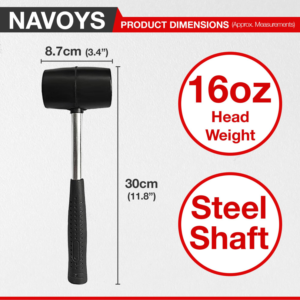 16Oz Rubber Mallet With Steel Shaft Heavy Duty Hand Tool Small Hammer 5003413684145