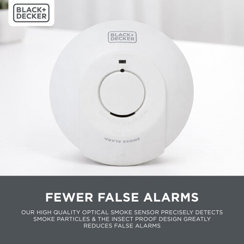 BLACKDECKER Mains Smoke Alarm Mains Powered Smoke Detector Interlinked 2