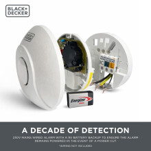 BLACKDECKER Mains Smoke Alarm Mains Powered Smoke Detector Interlinked