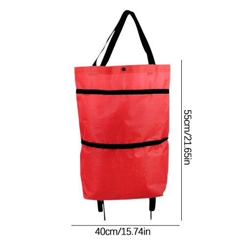 Foldable Shopping Trolley Bag Portable Wheeled Cart 30L 2