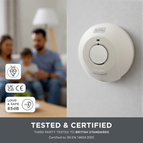 BLACKDECKER Mains Smoke Alarm Mains Powered Smoke Detector Interlinked 1