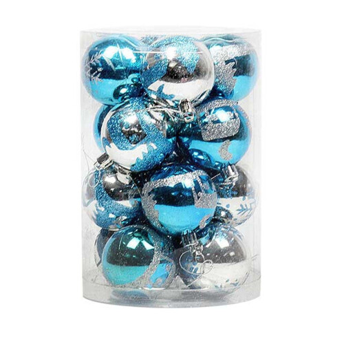 Light Blue and Silver Shatterproof Christmas Ornaments 16ct 1