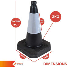 Street Solutions UK 5 x 500mm High Black Traffic Safety Street Cone R