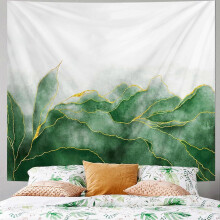 (90x60in) Naturteppe for soveromsestetikk, grønt bladveggmaleri i taket for menn, botanisk landskapsbakteppe for stue, sovesal, hjemmedekor GU 0398