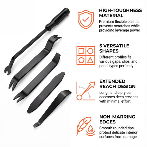 5Pcs Car Trim Removal Tool Kit Plastic Pry Tool Car Panel Removal Tools Kit 2