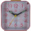 (Pink) Square small alarm clock fashionable bedside clock silent movement luminous pointer with night light with alarm clock function 1