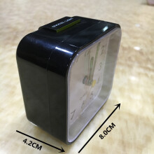 (Black) Square small alarm clock fashionable bedside clock silent movement luminous pointer with night light with alarm clock function