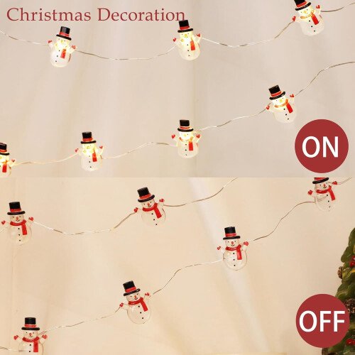 Christmas String Lights Snowman 10ft 30LED USB/Battery 1