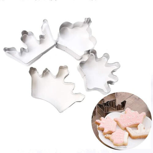 Crown King Queen Princess Cookie Mold Set 4 pcs Stainless 2