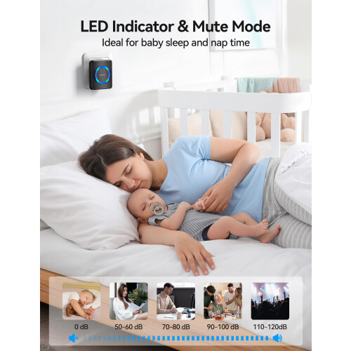 TeckNet TECKNET Wireless Doorbell with 2 Push Buttons Cordless IP65 Waterproof 2