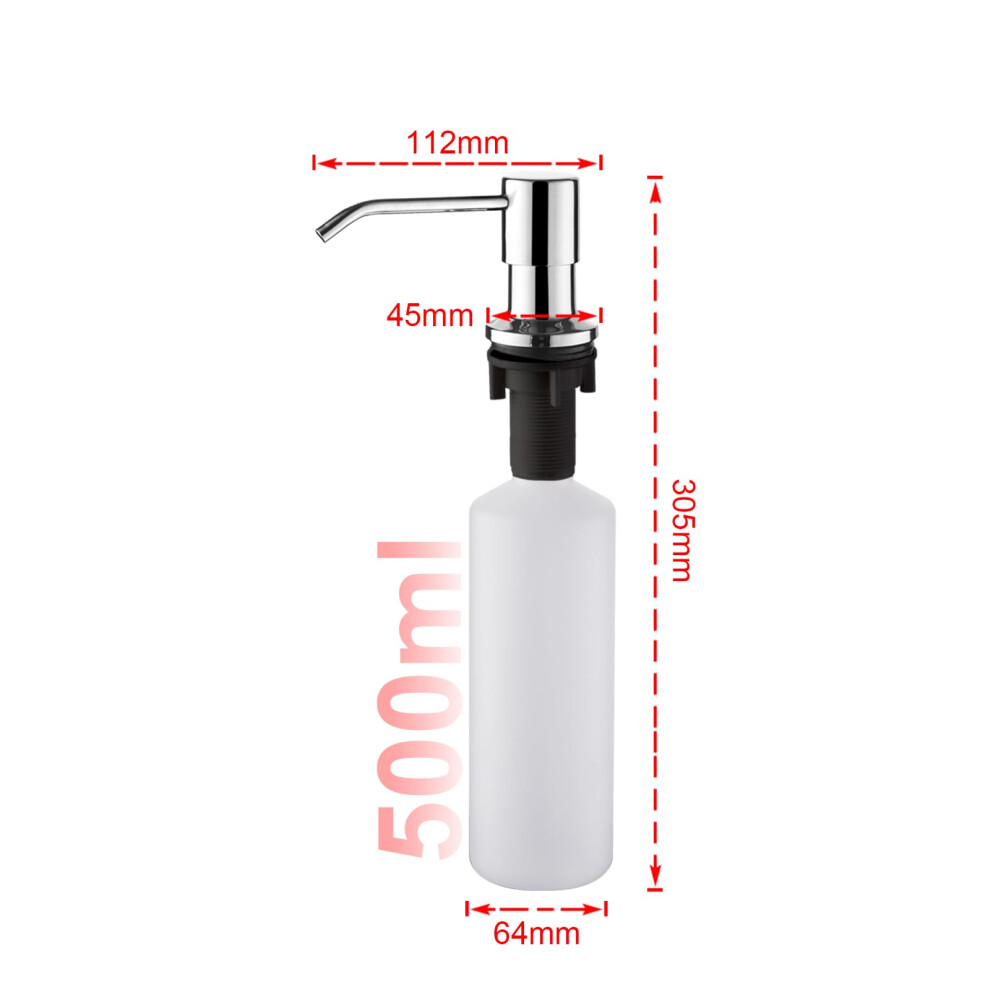 Ibergrif M34027 Kitchen Sink Soap Dispenser Built In 500Ml Liquid Repl 5004273210871