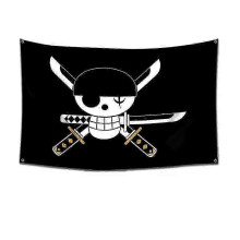 (1396079) One Piece Hodeskalleflagg veggkunst, Luffy stråhatt-mannskapsbanner, Anime-romklistremerker og billedvevmalerisett
