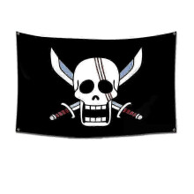 (5722-30) One Piece Skull Flag Wall Art, Luffy Straw Hat Crew Banner, Anime Room Decals & Tapestry Painting Set