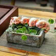 (B) Redware Tea Pet Purple Clay Piglets Drinking Water Chinese Crude Pottery Kung Fu Tea Set Home Decor Accessories
