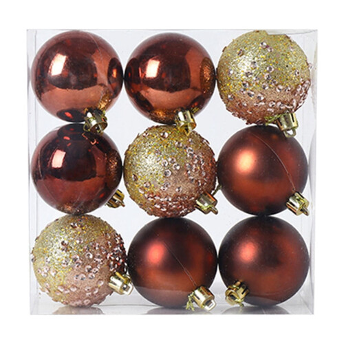 Brown Shatterproof Christmas Ball Ornaments Set 9 pcs 1