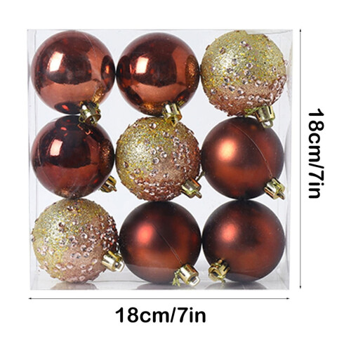 Brown Shatterproof Christmas Ball Ornaments Set 9 pcs 2