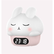 (Pink) Cute Duck Shaped Silicone Lamp with USB Charging Adjustable Light Timer LED Colorful Night Light for Sleeping