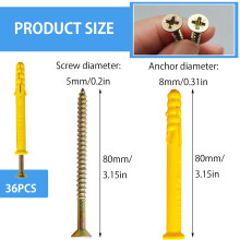 72 Pcs Wall Plugs for Brick36 x M580 Masonry Self Tapping Screws36 x M