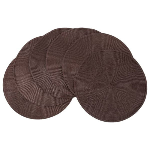 Sets de table ronds tressés marron 38 cm, lot de 6 1
