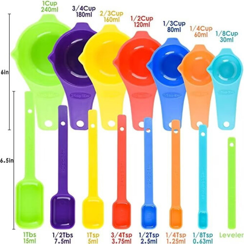 Measuring Cups and Spoons Set Plastic 15-Piece 1