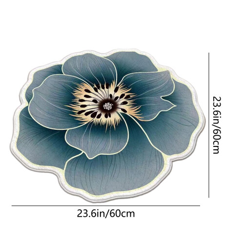 Paillasson d'extérieur en forme de fleur, lavable et absorbant, grand format. 2